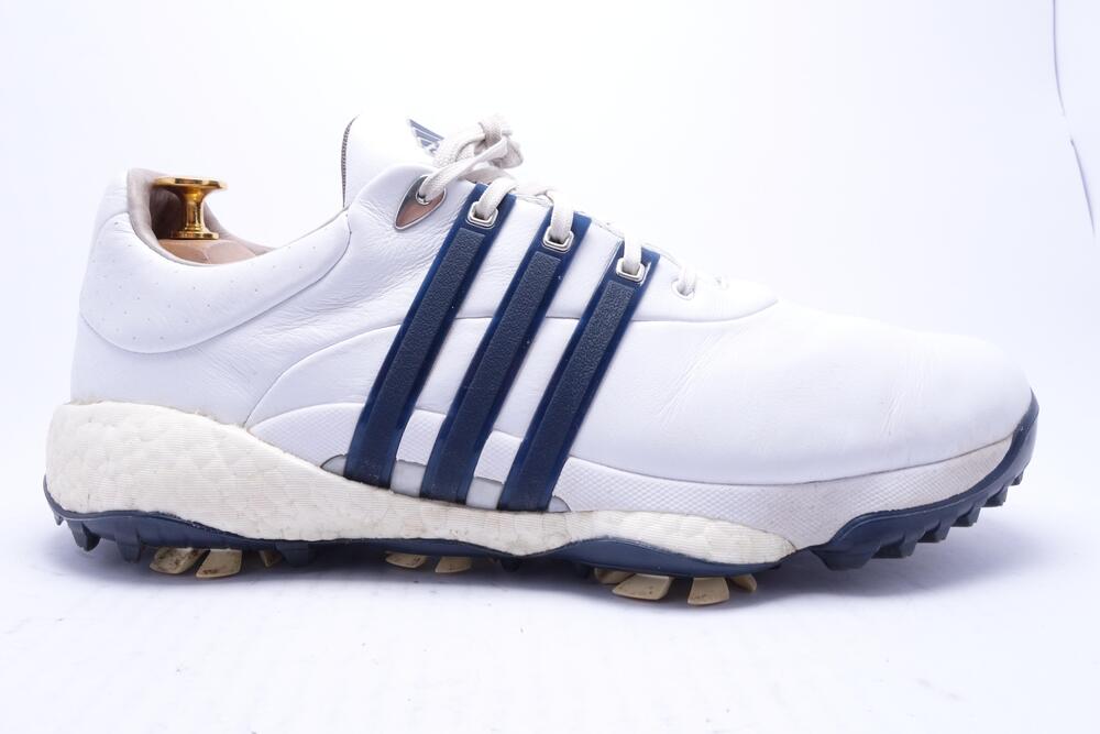 Adidas Tour360 Boost Golf Shoes Mens Size 11 White Leather Spiked Cleats GV7247